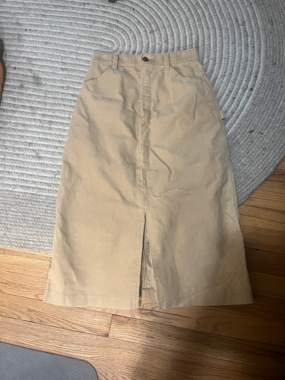 Vintage corduroy tan midi skirt